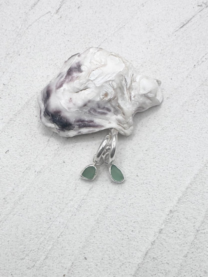 Silver Seaglass Charms in Green
