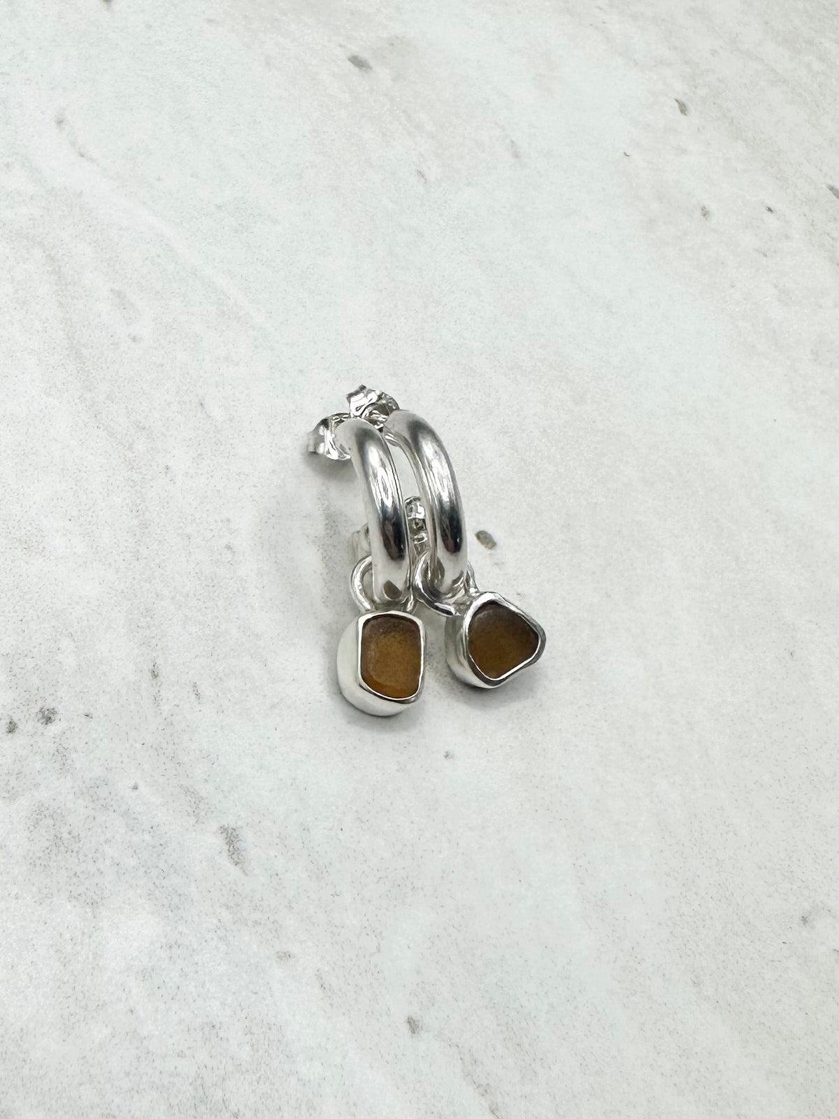 Amber Seaglass Charms Silver