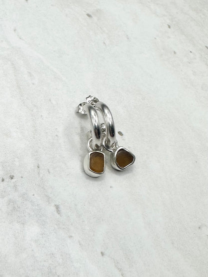Amber Seaglass Charms Silver