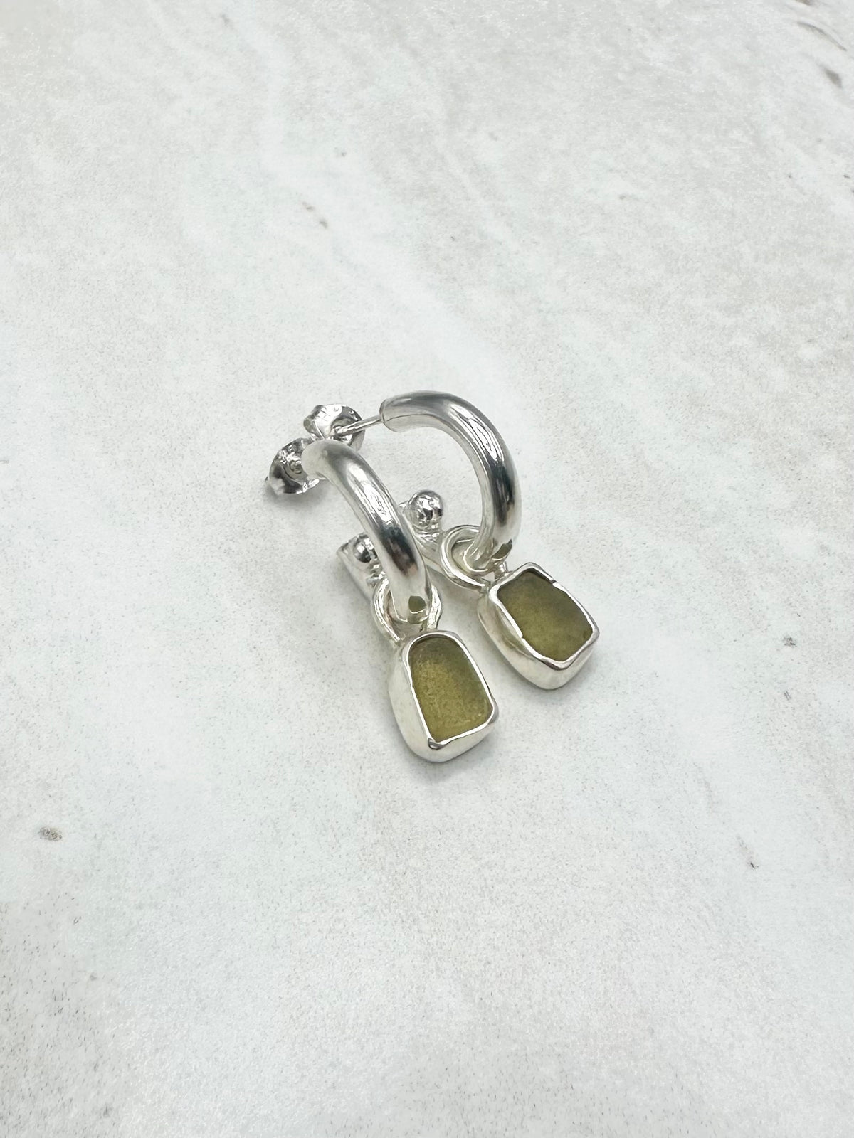 Yellow Seaglass Charms Silver