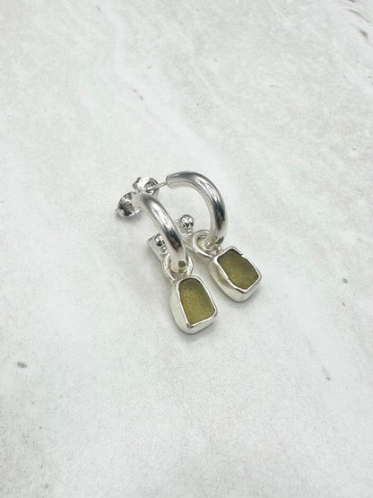 Yellow Seaglass Charms Silver