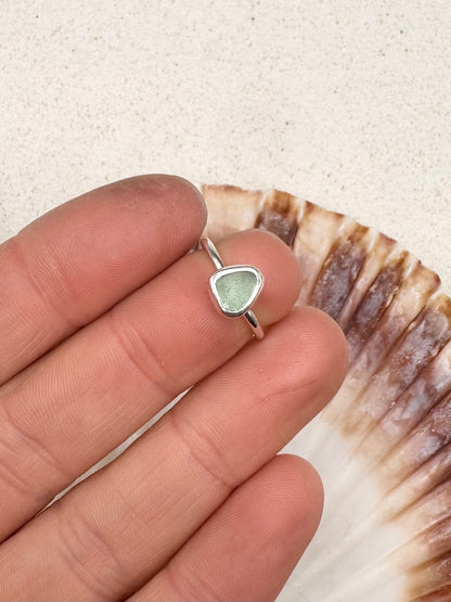 Light Blue Seaglass Ring Silver