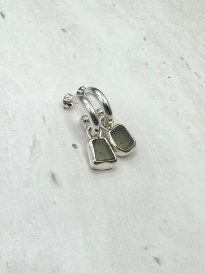 Green Seaglass Charms Silver