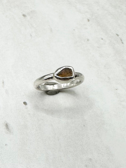 Amber Seaglass Ring Silver - P