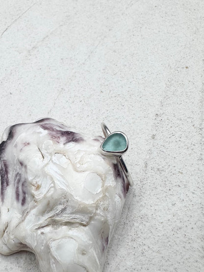 Light Blue Seaglass Ring Silver
