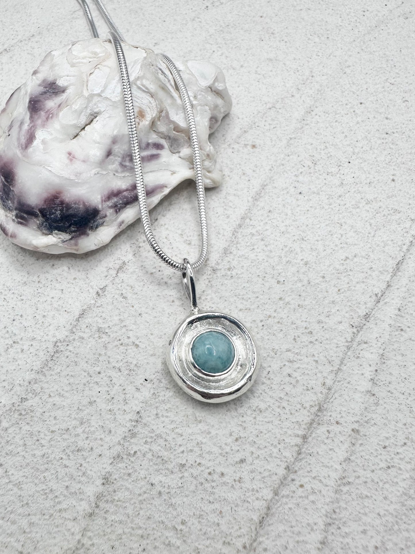 Moondance Pendant Silver & Amazonite
