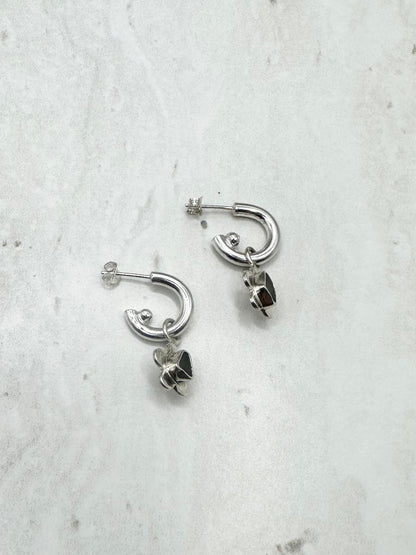 Green Seaglass Flower Charms Silver