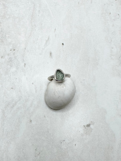Light Blue Seaglass Ring Silver - I