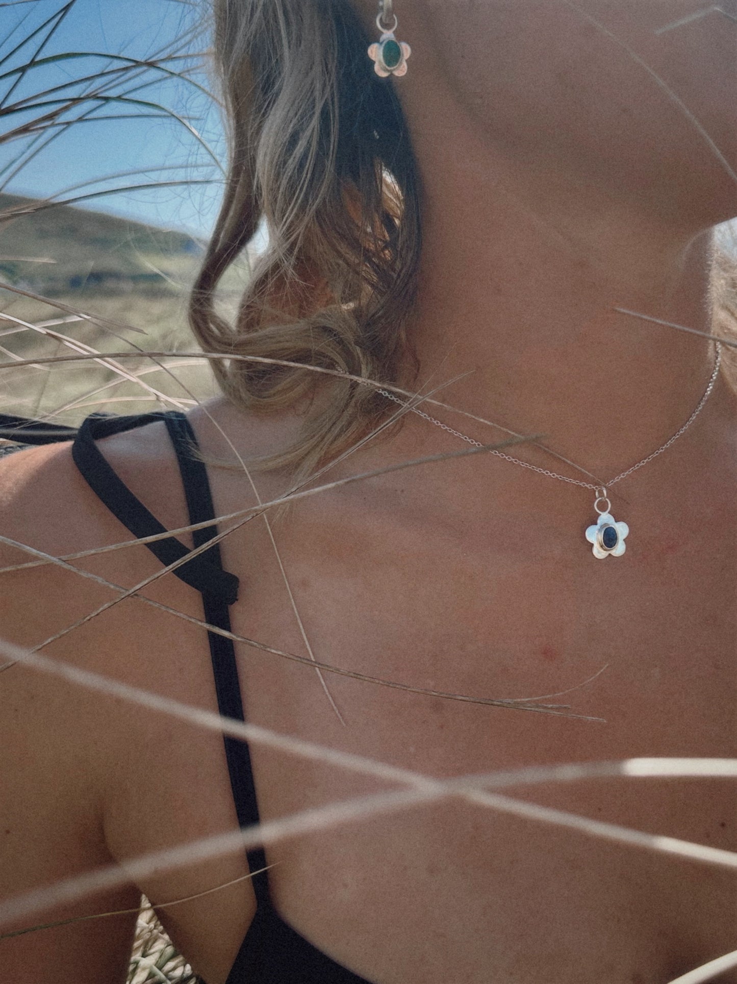 Flower Chrysocholla/Malachite Pendant