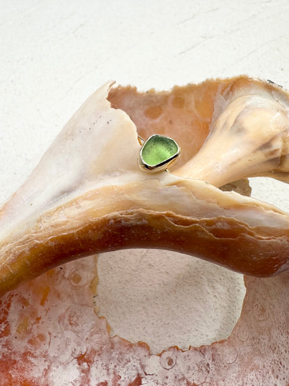 Gold Seaglass Ring in Green