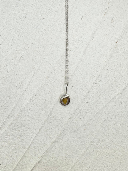 Sterling Silver & Seaglass Pendant in Yellow
