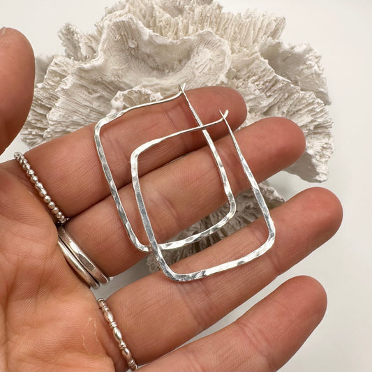 Recycled Sterling Silver Square Hoops