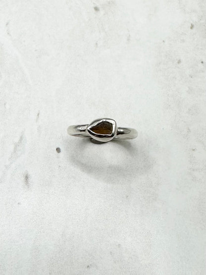 Amber Seaglass Ring Silver - P
