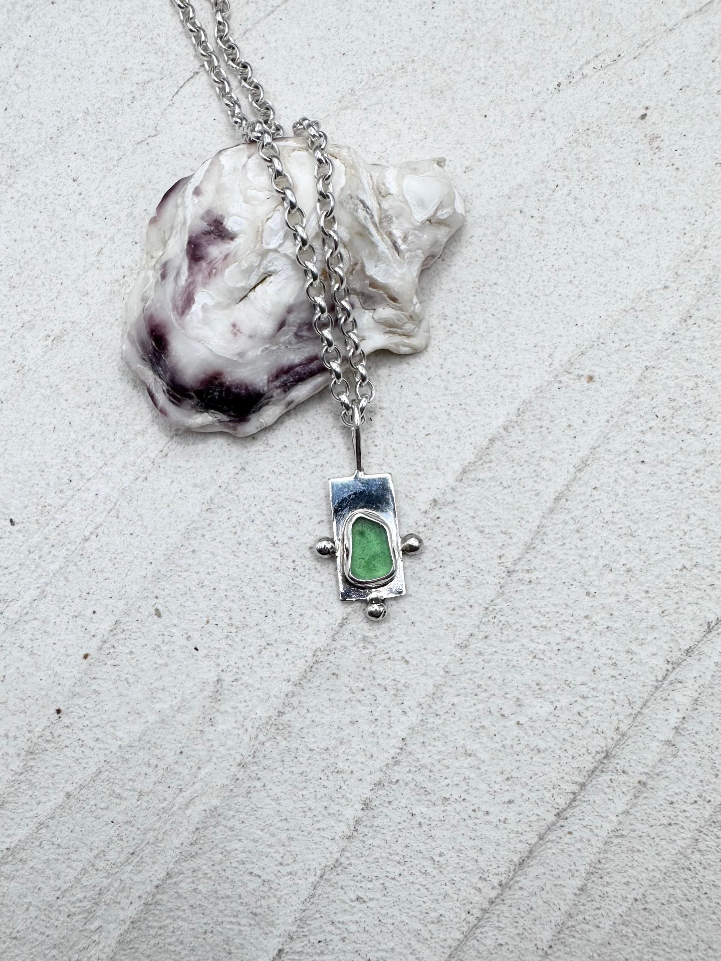 Green Wayfinder Pendant Silver