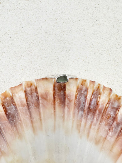 Light Blue Seaglass Ring Silver