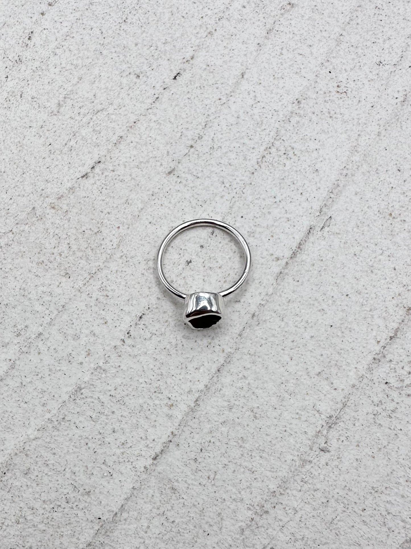 Light Green Seaglass Ring in Silver