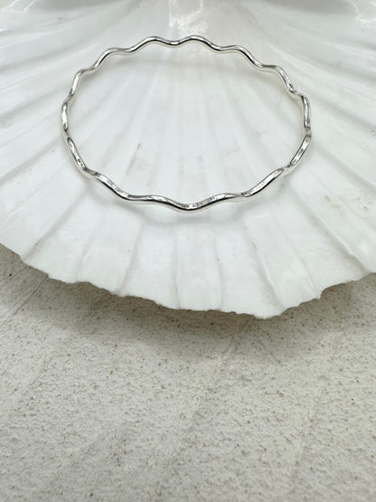 Sterling Silver Wave Bangle