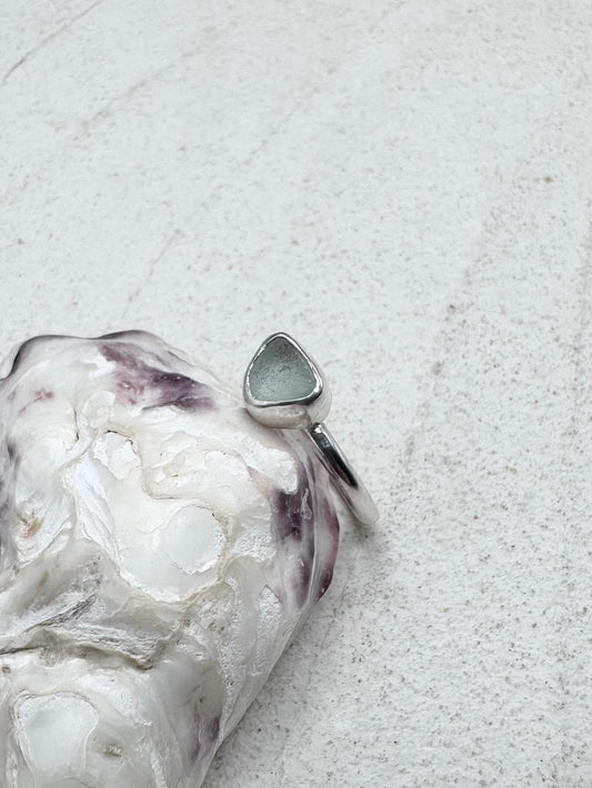 Light Blue Seaglass Ring Silver