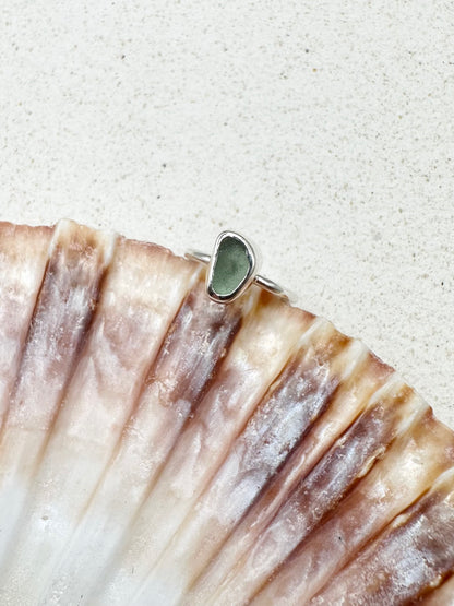 Light Blue Seaglass Ring Silver