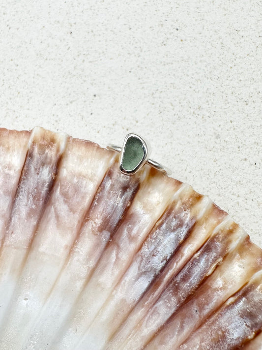 Light Blue Seaglass Ring Silver