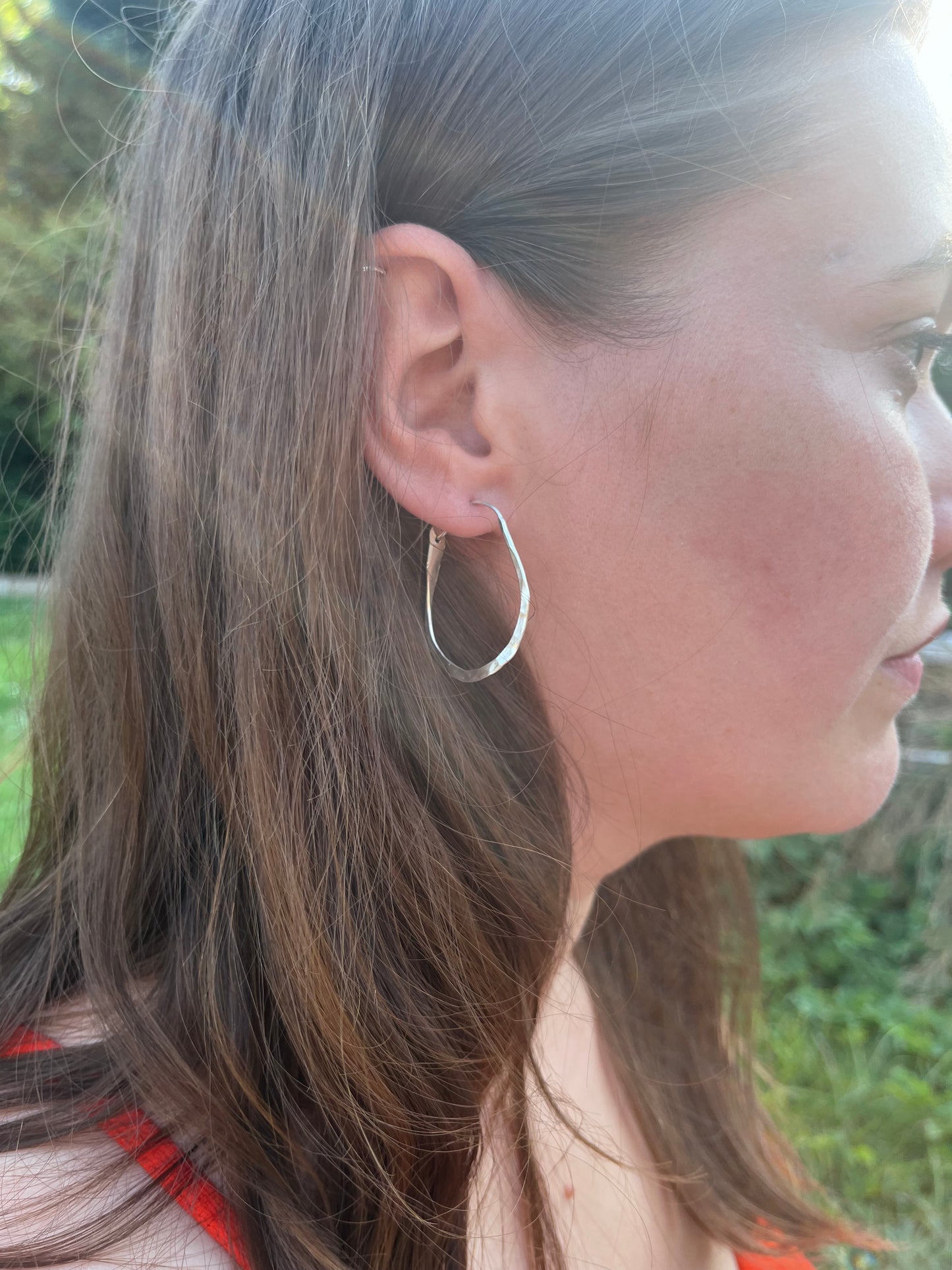 Hammered Sterling Silver Hoops