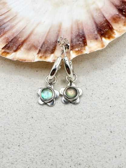 Abalone Flower Charms Silver