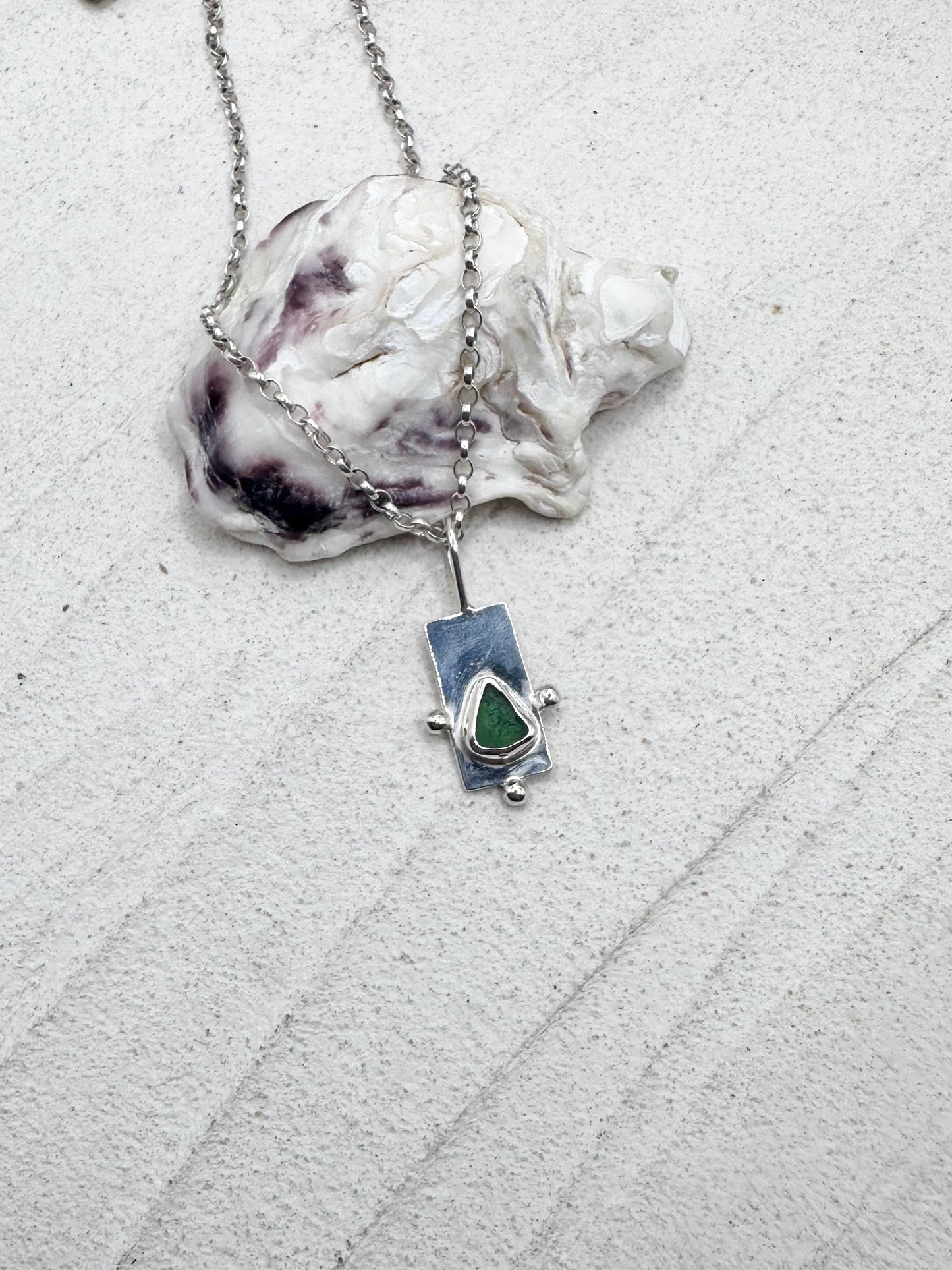 Green Wayfinder Pendant Silver