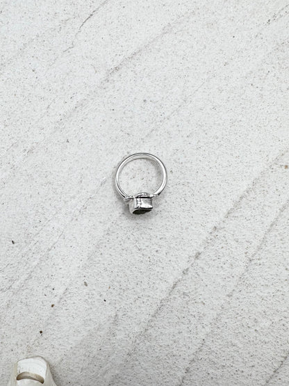 Light Green Seaglass Flower Ring Silver