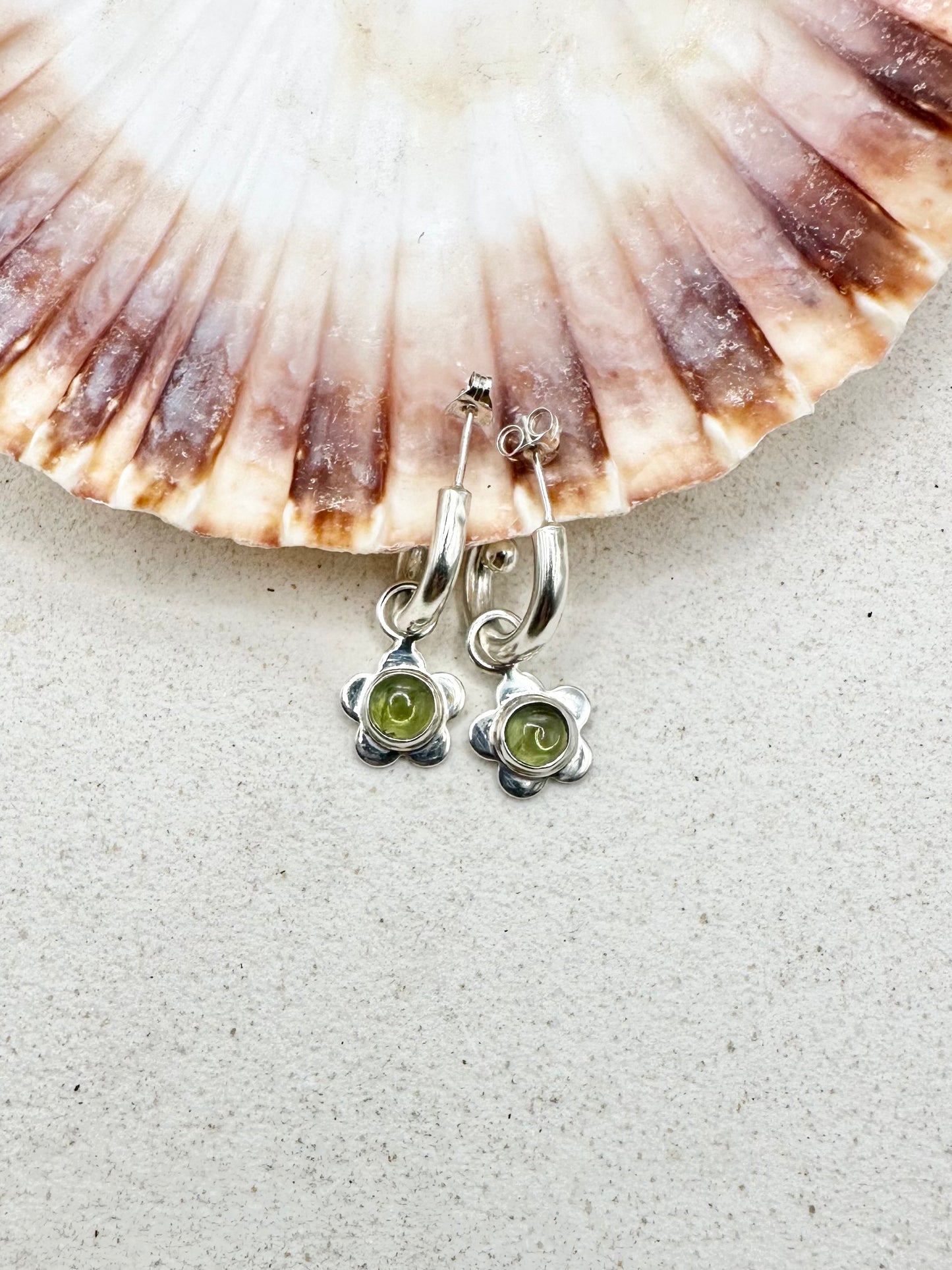 Peridot Flower Charms Silver