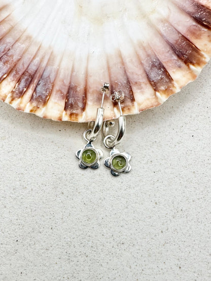 Peridot Flower Charms Silver