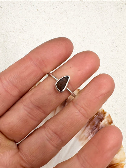 Amber Seaglass Ring Silver