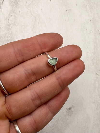 Light Blue Seaglass Ring Silver - M