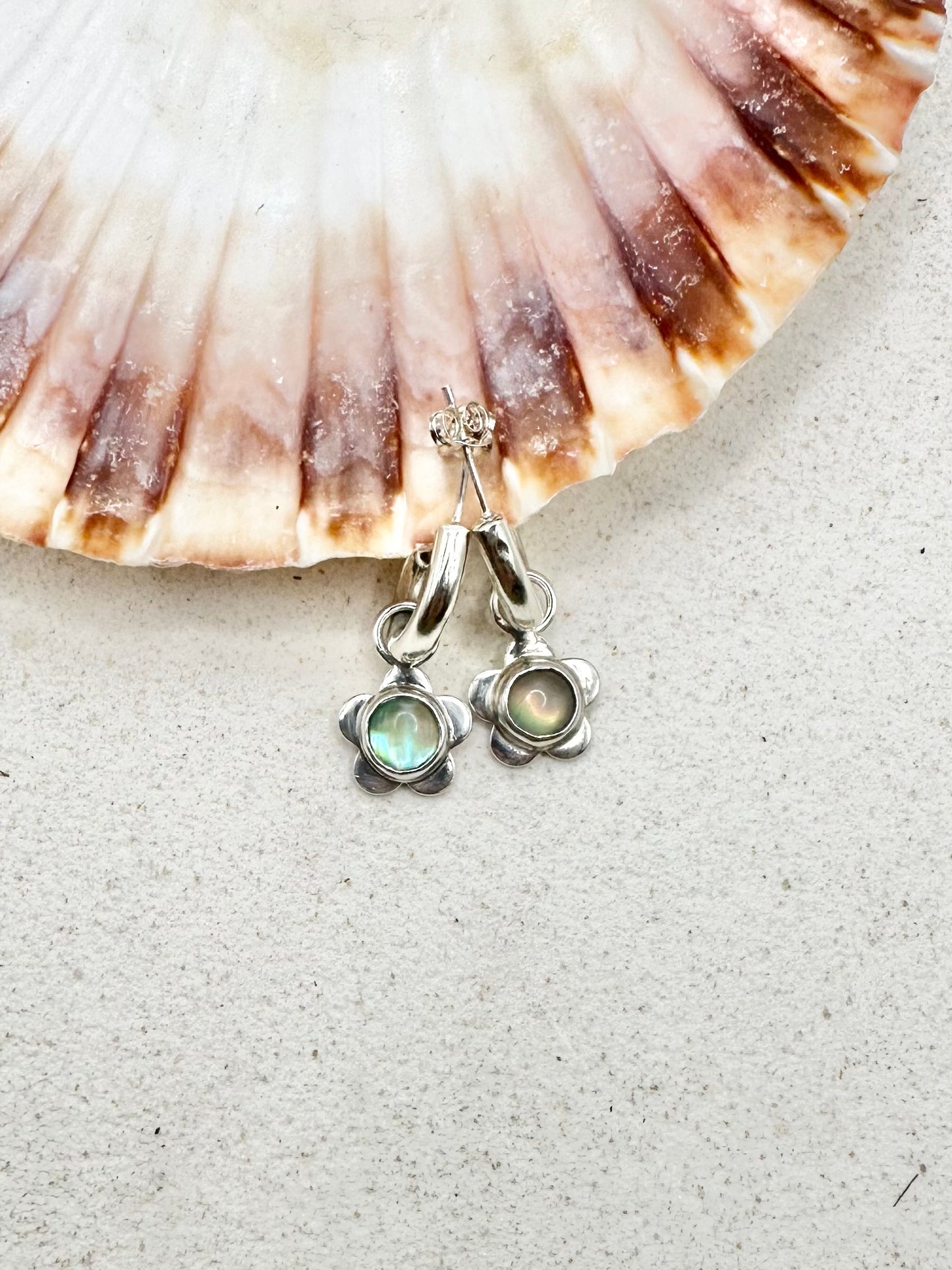 Abalone Flower Charms Silver