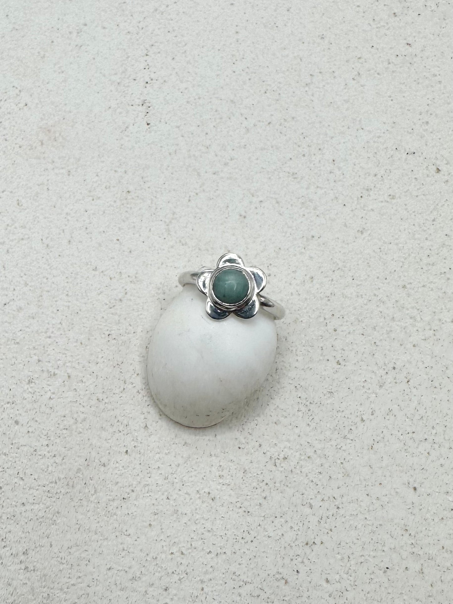 Amazonite Flower Ring Silver
