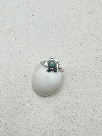 Amazonite Flower Ring Silver