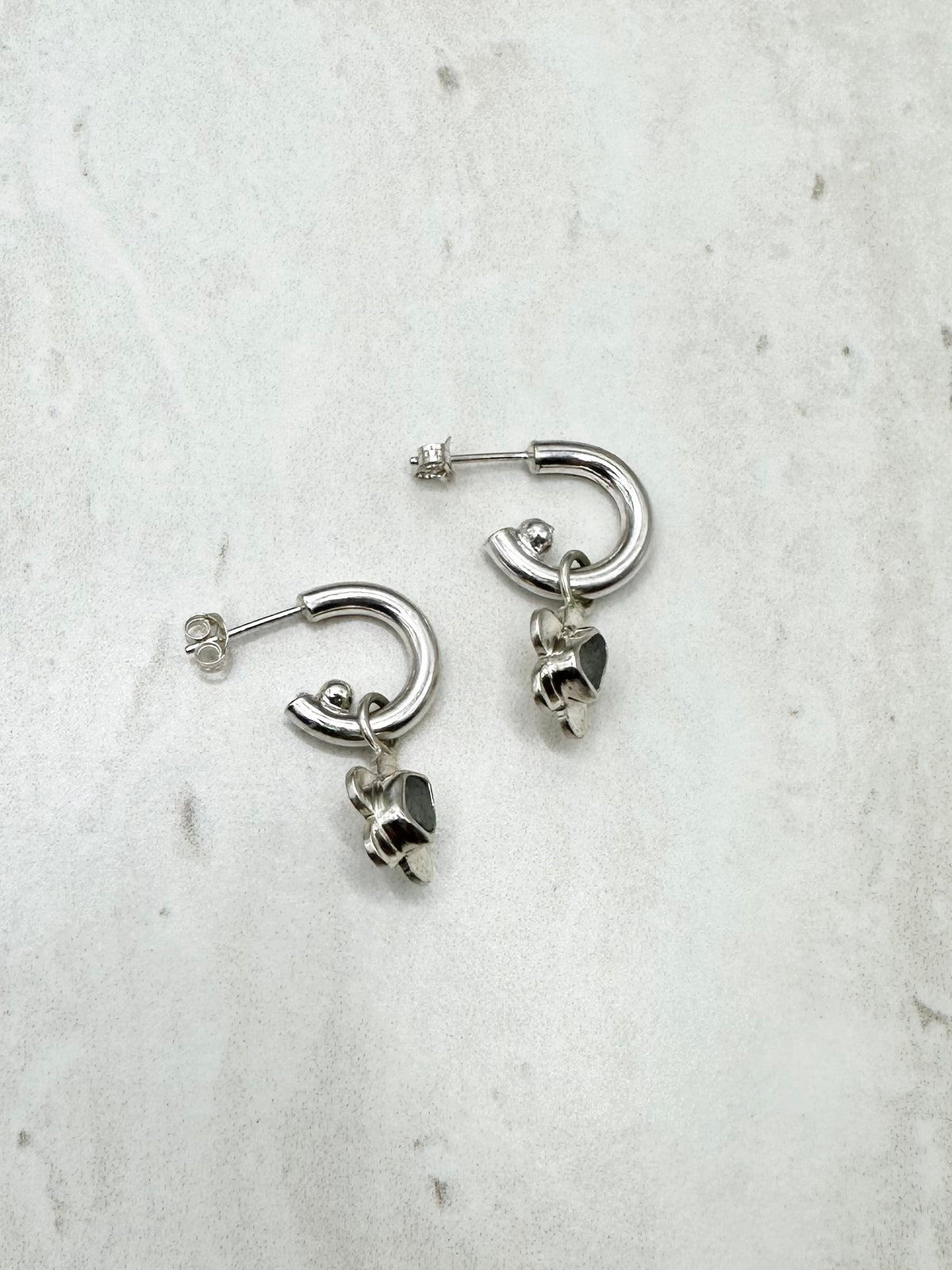 Light Blue Seaglass Flower Charms Silver