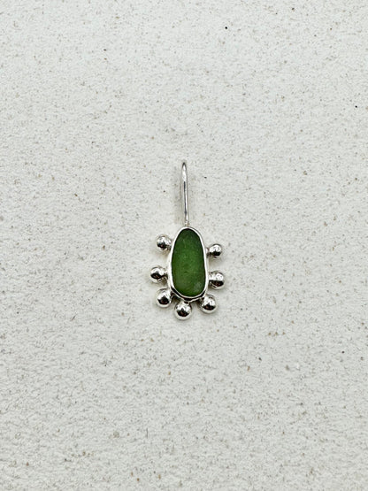 Green Sunburst Pendant Silver