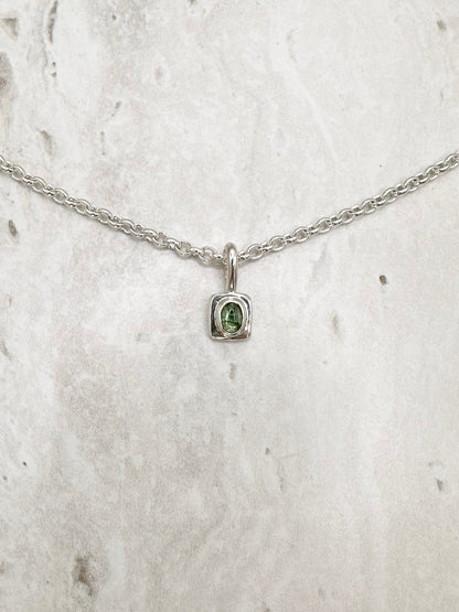 Square Tourmaline Pendant Silver