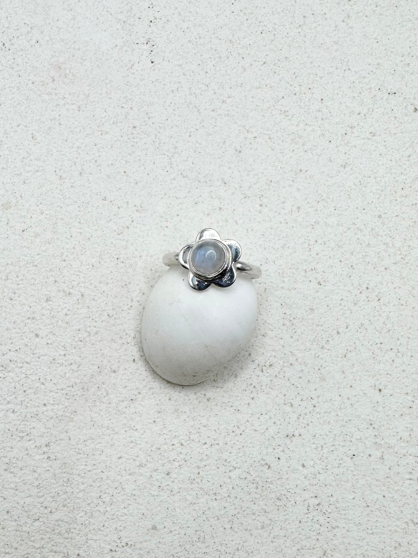 Moonstone Flower Ring Silver