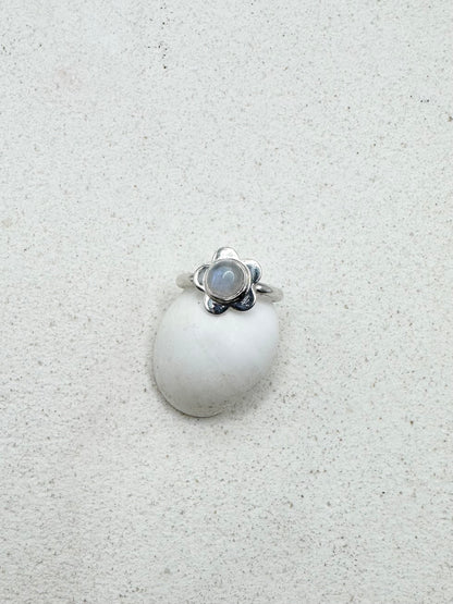 Moonstone Flower Ring Silver