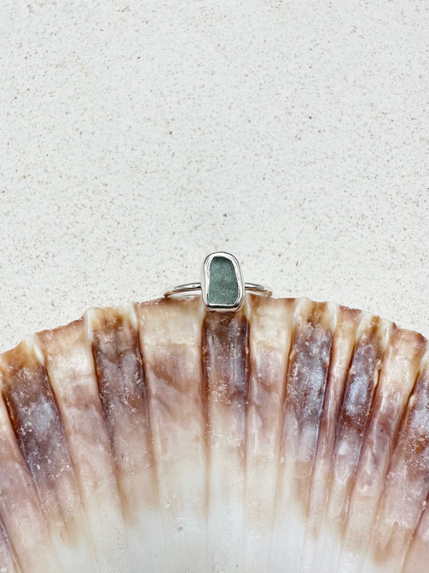 Light Blue Seaglass Ring Silver