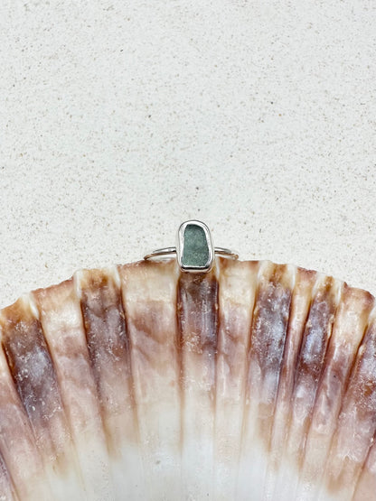 Light Blue Seaglass Ring Silver