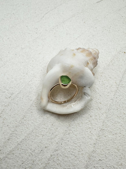 Gold Seaglass Ring in Green