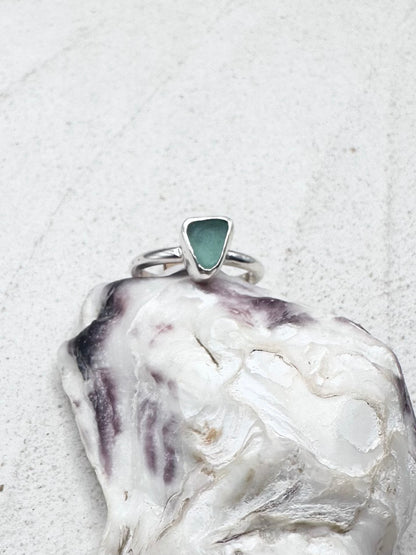 Light Blue Seaglass Ring Silver