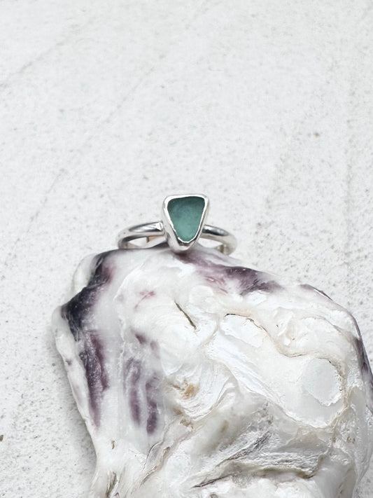 Light Blue Seaglass Ring Silver