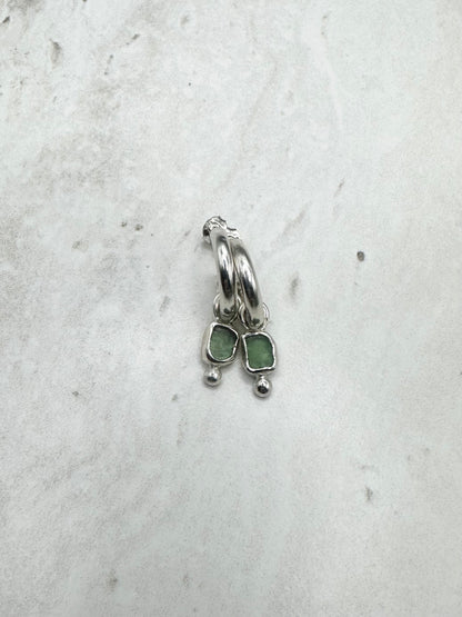 Green Seaglass Charms Silver