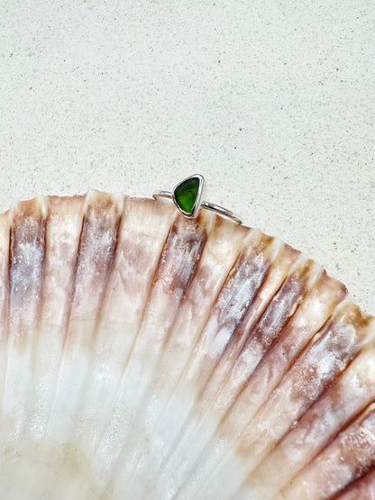 Green Seaglass Ring Silver