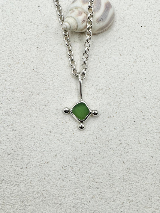 Green Sunburst Pendant Silver