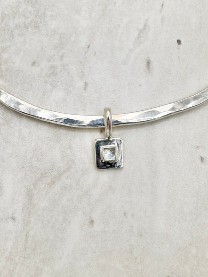 Square Aquamarine Pendant Silver