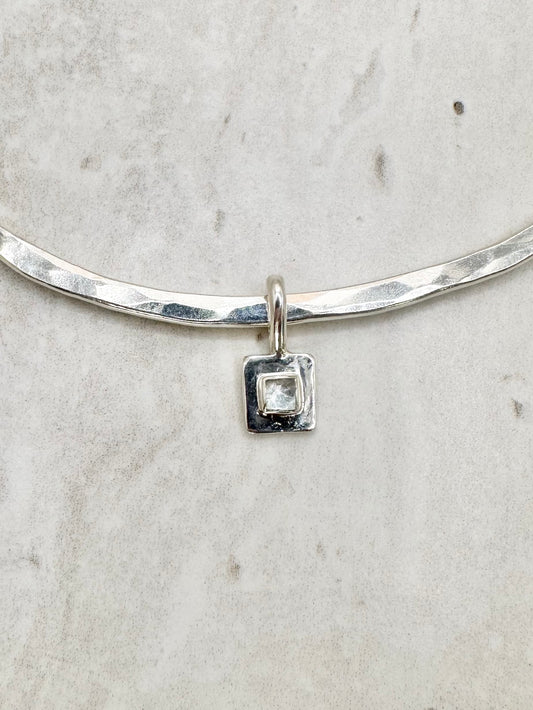 Square Aquamarine Pendant Silver